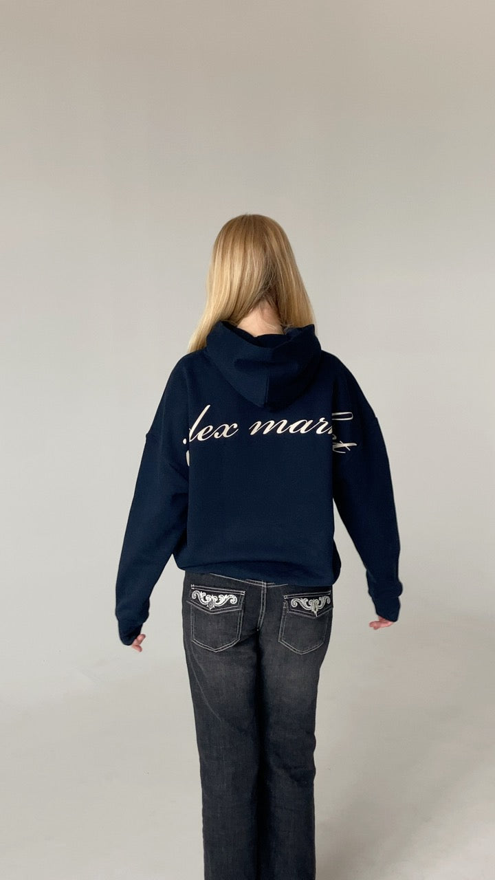 INDEX MARKET MAGAZINE NAVY BACK LOGO HOODIE